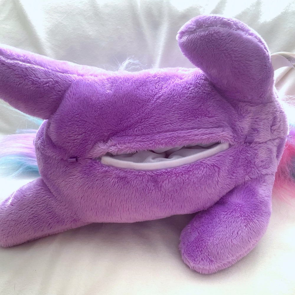 Puppy Surprise Purple Plush Purse Bag Rainbow Hair Puppy Dog 12" Plush Toy - Picture 6 of 8